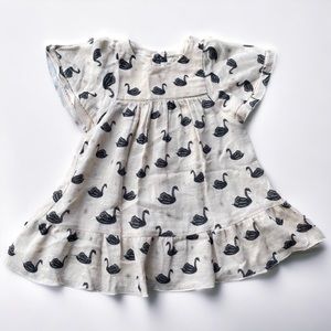 Zara Baby Cream Colored Dress with Black Swans - Size 18/24 Months